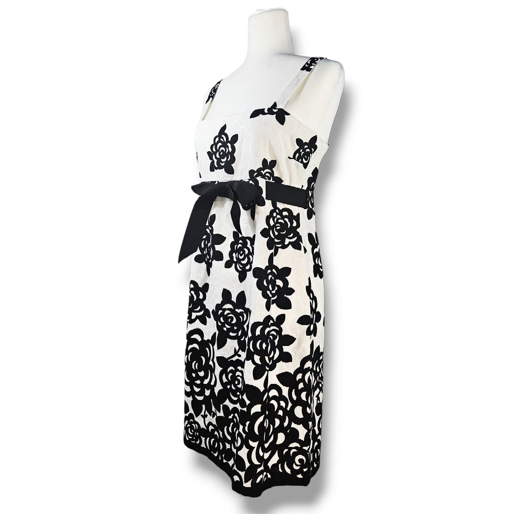 EUC Jessica Howard Sleeveless Cotton Roses Floral Dress‎ Sz. 10P White Black
